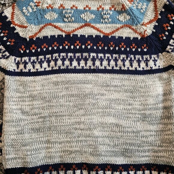 VTG NORDIC Fair Isle SWEATER Pullover Knit ACRYLIC‎ MENS Sz M/L Gray 70s 80s Ski - Picture 8 of 9